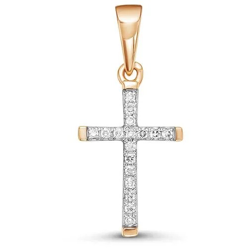 Крестик Vesna jewelry, красное золото, 585 проба, родирование, бриллиант