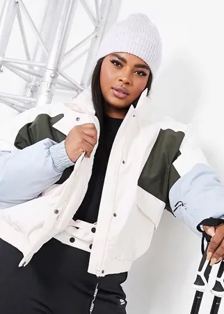 Горнолыжная куртка пастельного цвета в стиле колор-блок ASOS 4505 Curve ski-Мульти