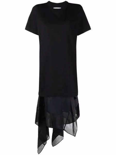 Sacai drape-detail T-shirt dress