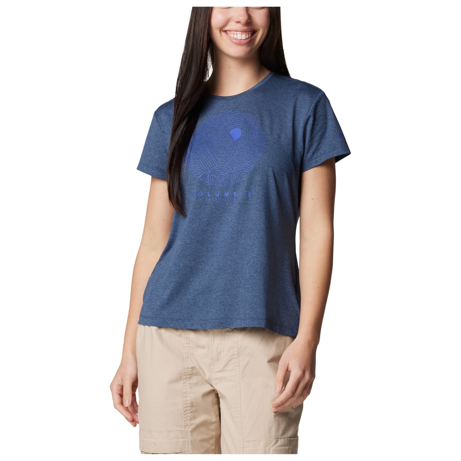 Функциональная рубашка Columbia Sloan Ridge Graphic S/S Tee, цвет Collegiate Navy Heather/Linear Landscap