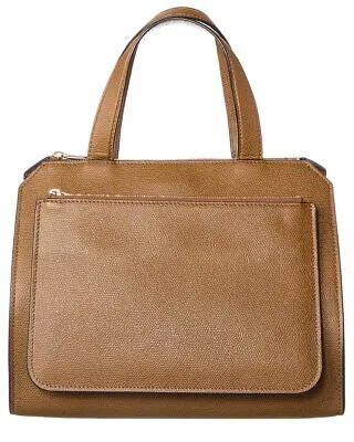 Женская кожаная сумка-тоут среднего размера Valextra Passepartout, коричневая