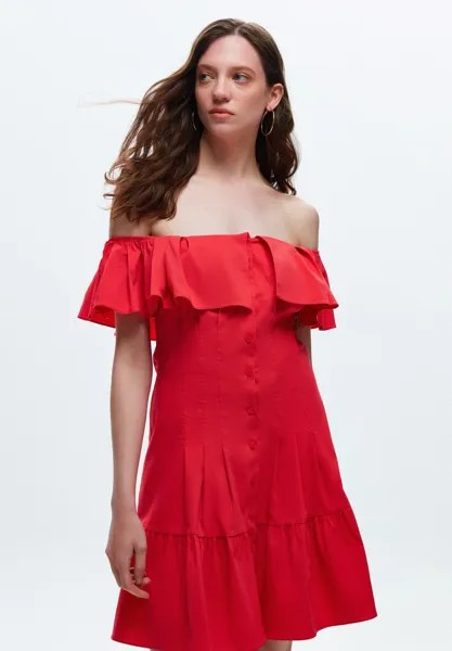 Платье повседневное OFF THE SHOULDER RUFFLED MINI adL, цвет red