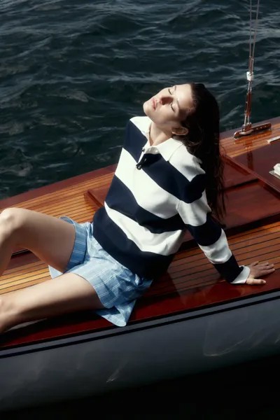 Свитер-Поло из тонкой вязки. H&M, белый