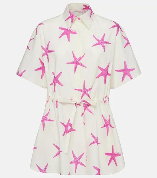 Мини-Платье из хлопкового поплина Starfish Valentino, белый