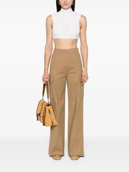 Укороченный топ в рубчик Chloé, бежевый