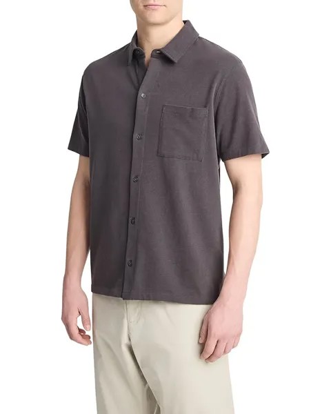 Рубашка Vince Sueded Jersey S/S Button Down, цвет Soft Black