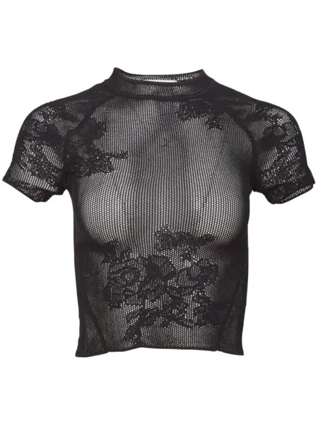 Fleur Du Mal топ из цветочного кружева ажурного кроя, черный