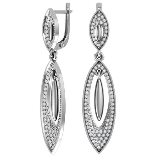 Серебряные серьги с бесцветными фианитами 2100953-00775