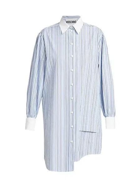 Асимметричное мини-платье-рубашка Moschino, цвет fantasy print light blue