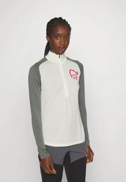 Топ с длинными рукавами Norrøna PUREULL ZIP NECK, подснежник/светло-серый