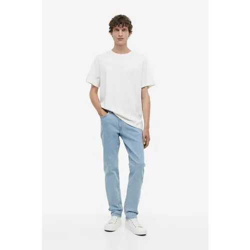Джинсы H&M, прямой силуэт, средняя посадка, стрейч, размер 31/32, синий