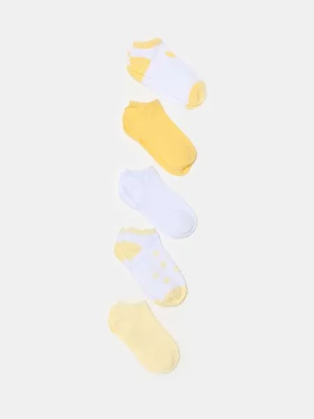 Набор из пяти пар носков для обуви с дизайном Ovs, цвет white/yellow