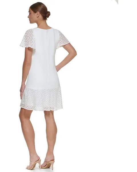 Платье DKNY Flutter Sleeve and Hem Shift Dress, слоновая кость