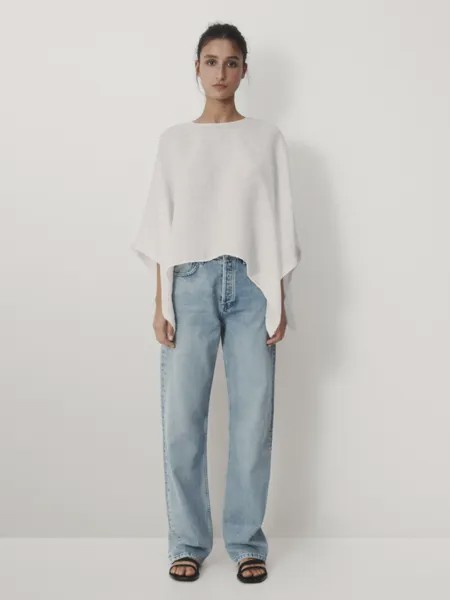 Накидка из 100% льна с разрезом Massimo Dutti, бежевый