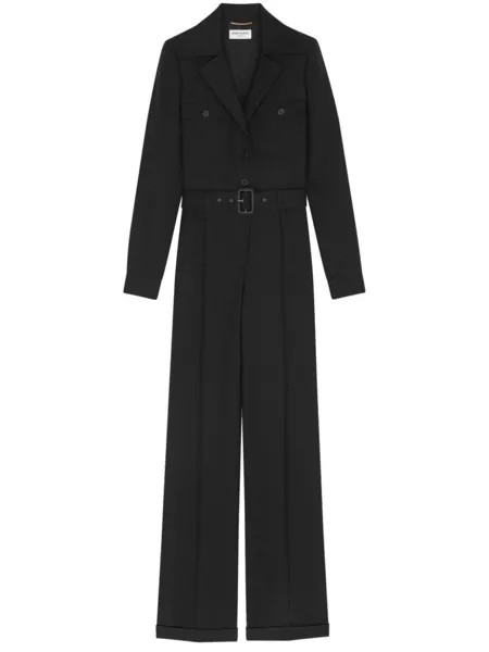 Saint Laurent комбинезон строгого кроя с длинными рукавами, черный