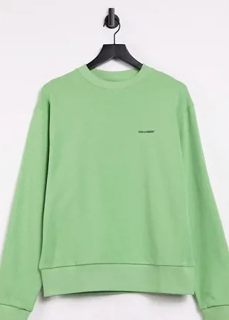 Короткий зеленый свитшот COLLUSION Unisex-Зеленый цвет