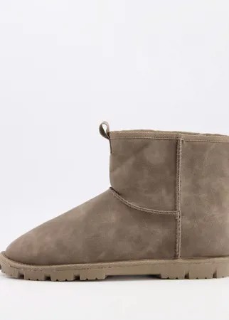 Серые ботинки-слиперы из искусственной замши ASOS DESIGN-Серый