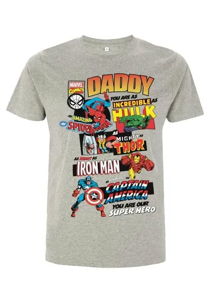 Футболка с принтом Avengers Classic Ultimate Dad Marvel, цвет melange grey