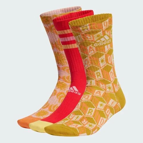 Носки adidas, комплект, 3 пары, размер M, оранжевый, красный