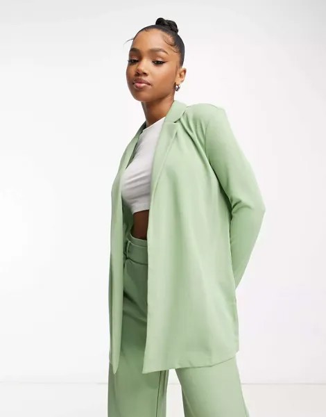 Легкий комбинированный пиджак JDY серо-зеленого цвета
