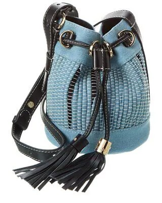See By Chloé Vicki Маленькая женская сумка-мешок из ткани и кожи, синяя