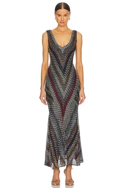 Платье макси Missoni V-neck, цвет Multi Color Relief Dark