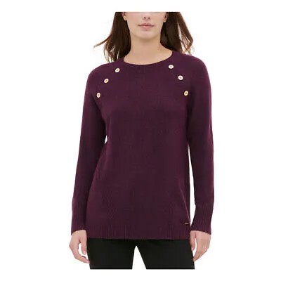 Женская футболка с круглым вырезом Calvin Klein L/S с низом, фиолетовая, размер X-Large