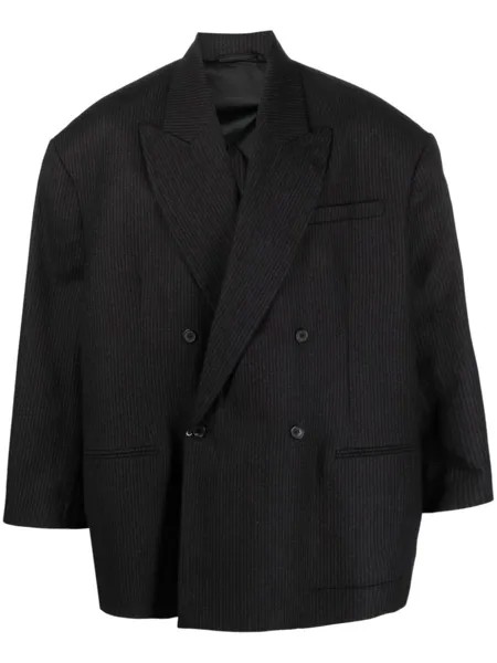 Paul Smith шерстяной двубортный пиджак оверсайз, серый