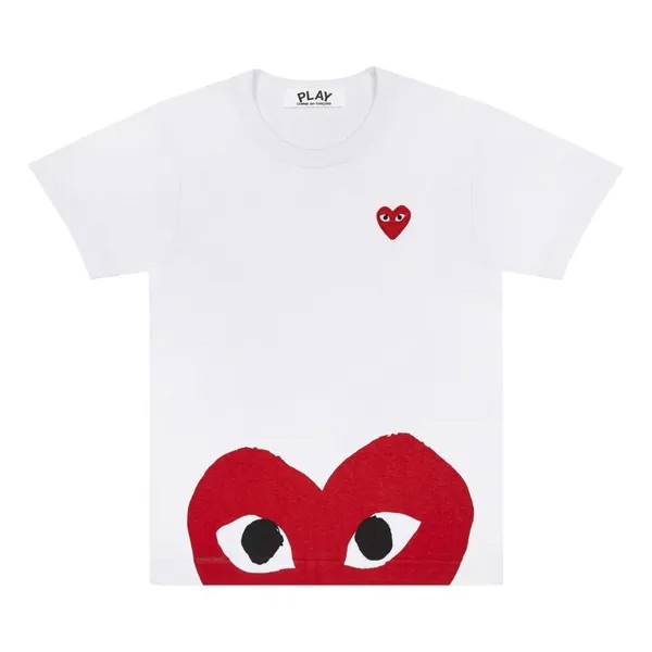 Футболка Comme Des Garçons Play T-Shirt Big Half Red Heart White, белый