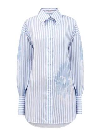 Удлиненная блуза из шелка с принтом в полоску
