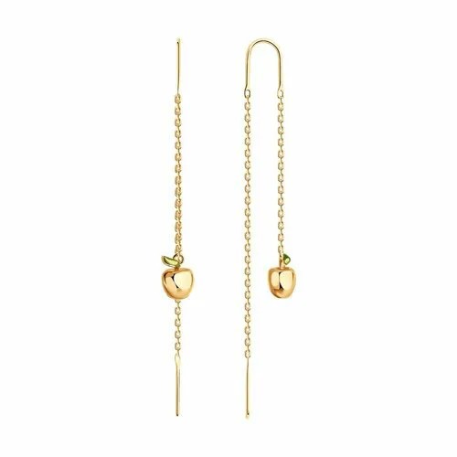 Серьги цепочки The Jeweller, серебро, 925 проба, золочение, эмаль, золотой
