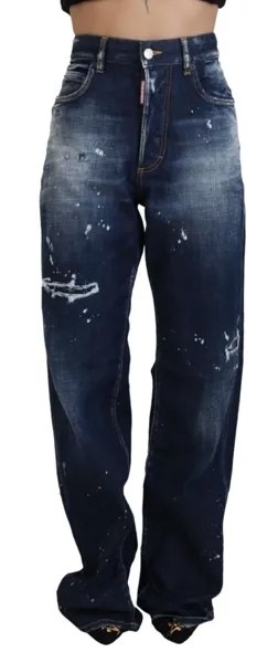 Джинсы DSQUARED2 San Diego Синие рваные джинсы с высокой талией IT38/US4/XS Рекомендуемая розничная цена 800 долларов США