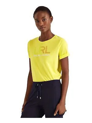 LAUREN RALPH LAUREN Женская желтая футболка с короткими рукавами и круглым вырезом с логотипом S