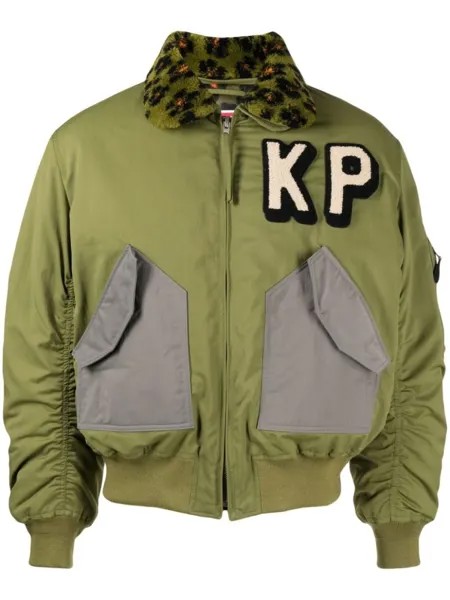 Kenzo бомбер с вышитым логотипом, зеленый