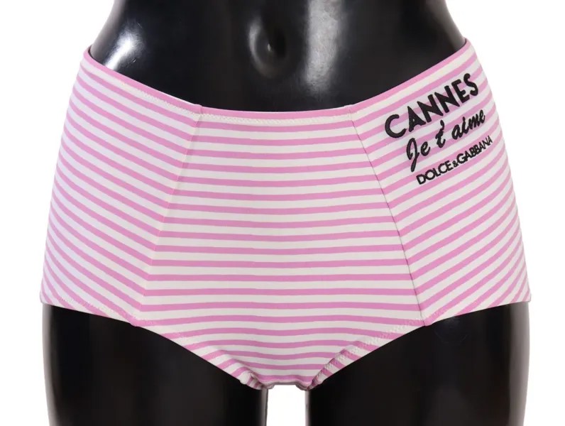 DOLCE - GABBANA Купальный костюм Низ бикини розово-белая полоска Cannes IT2 / S Рекомендуемая розничная цена 350 долларов США