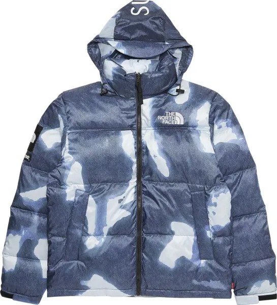 Куртка Supreme x The North Face Bleached Denim Print Nuptse Jacket 'Indigo', синий