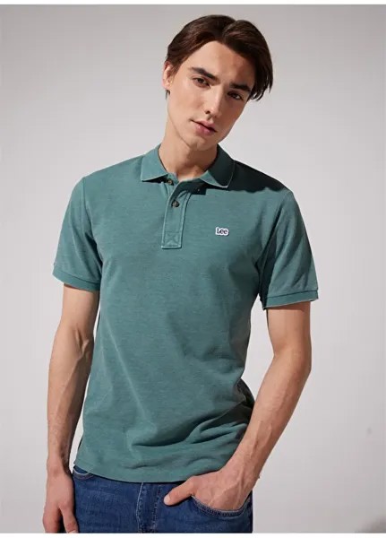 Зеленая мужская футболка с воротником поло Lee