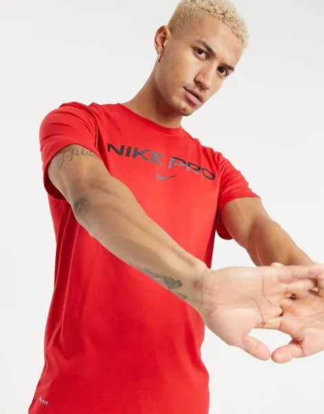 Красная футболка с логотипом Nike Training Pro-Красный