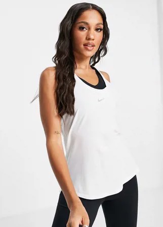 Белая майка с перекрученным дизайном сзади Nike Training One Luxe-Белый