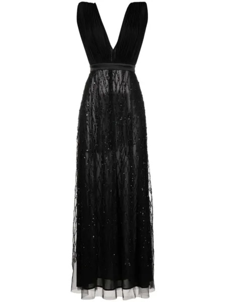 Платье с бусинами Elisabetta Franchi, черный