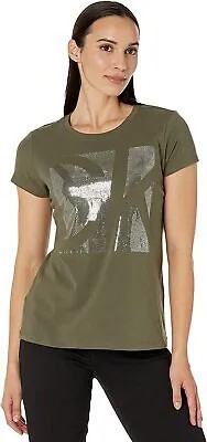 Женская футболка с логотипом Calvin Klein, оливкового цвета, большой размер