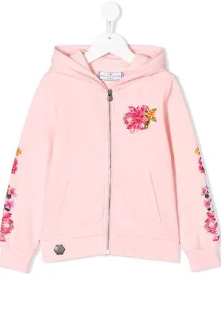 Philipp Plein худи на молнии с цветочным принтом