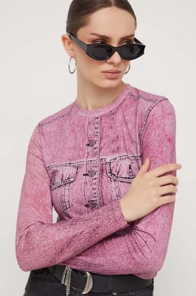 Футболка с длинным рукавом Guess Originals, розовый