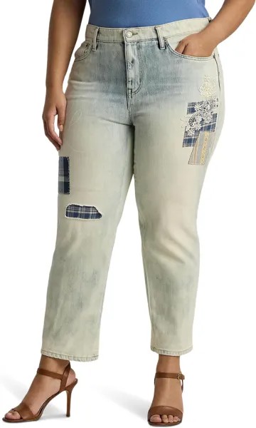 Джинсы LAUREN Ralph Lauren Plus-Size Patchwork Relaxed Tapered Ankle Jean, цвет Belleville Wash