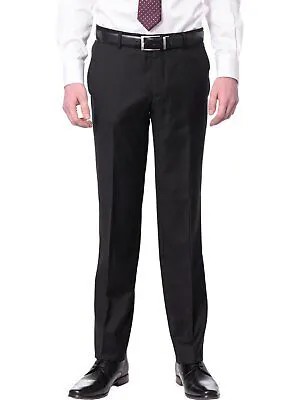 Мужские однотонные черные шерстяные классические брюки очень узкого кроя с плоской передней частью