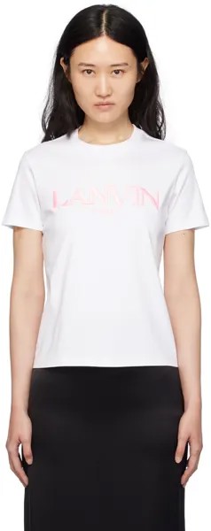 Белая футболка с вышивкой Lanvin, цвет Optic white