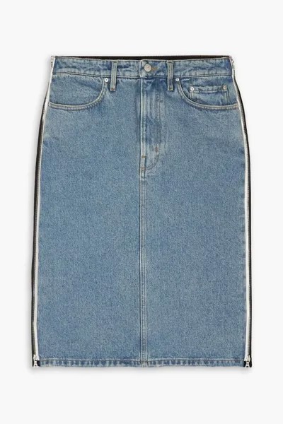 Двухцветная джинсовая юбка миди с молнией Gauchere, средний деним