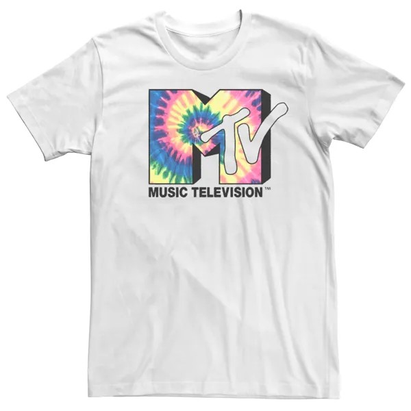Мужская футболка с логотипом MTV Spiral Tie Dye Fill Licensed Character, белый