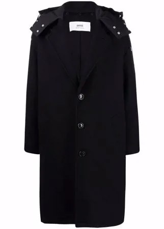 AMI Paris однобортное пальто с монограммой Ami de Coeur