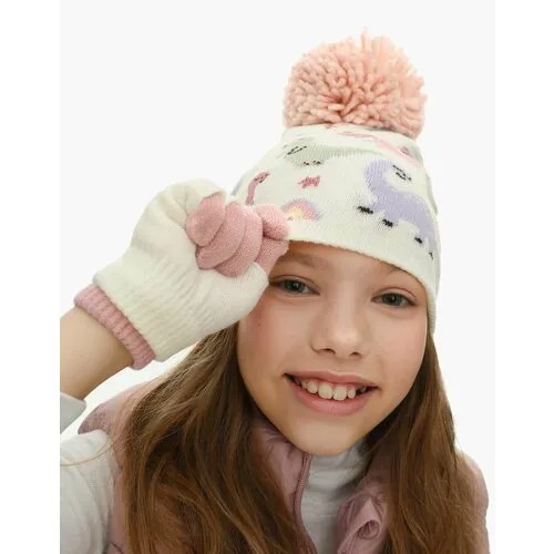 Шапка бини Gloria Jeans, размер 4-6 лет, белый